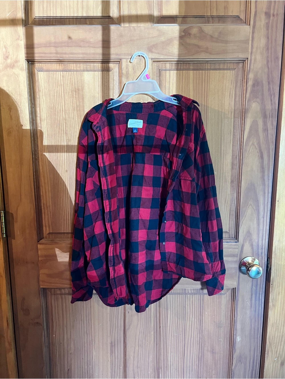 Red and Black Plaid Button-Up Shirt